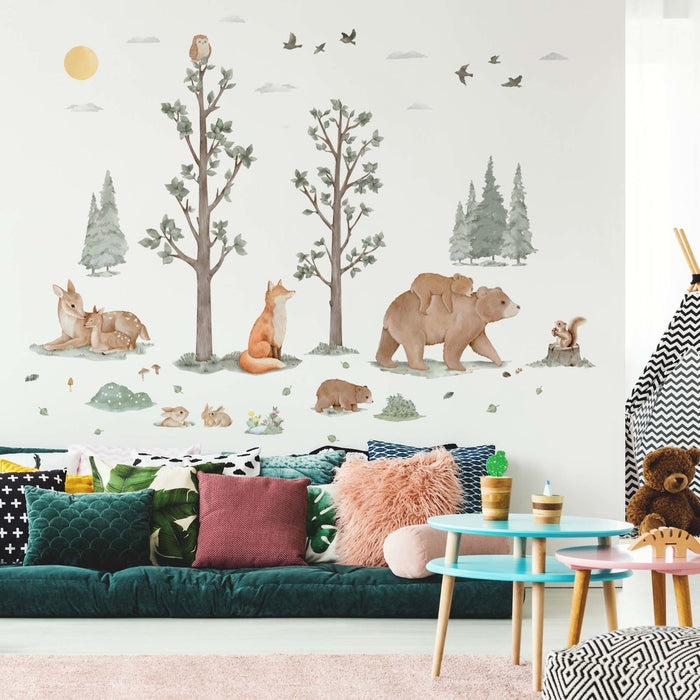 Nordic Forest Animals and Trees Wall Decals