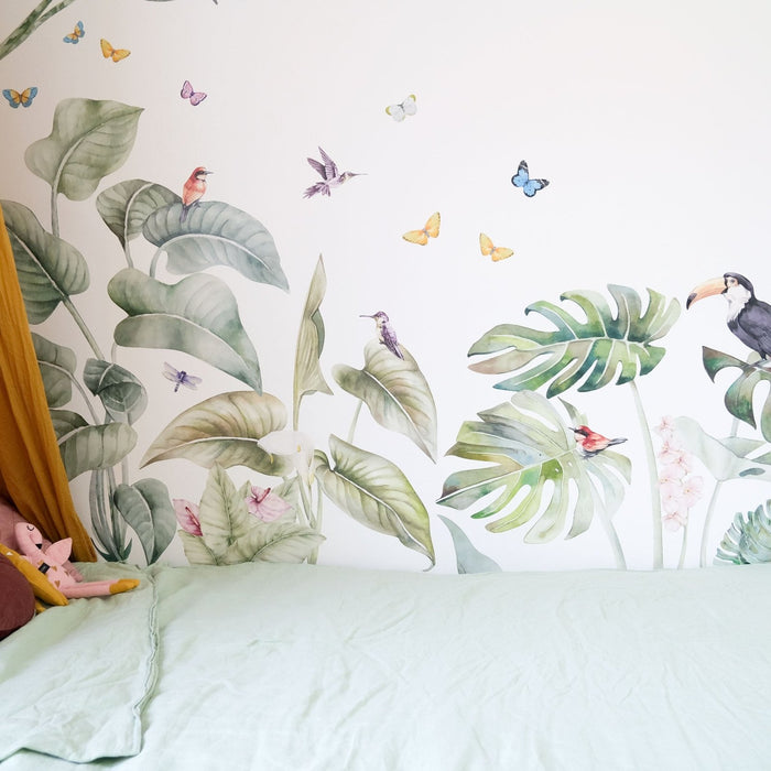 Tropical Jungle Wall Decals with Birds