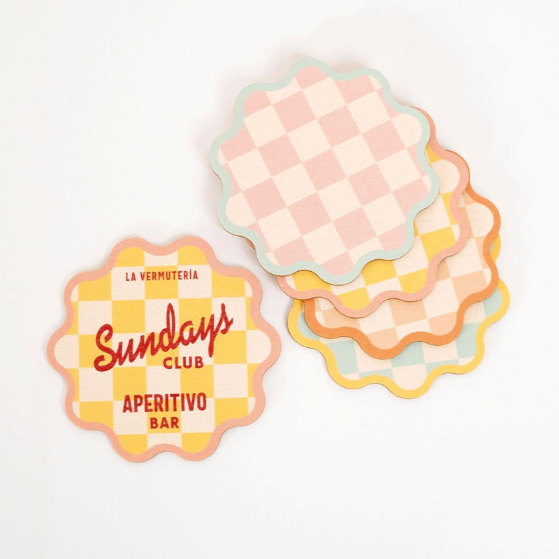 Checkerboard Plywood Coasters, Cookie - Tablewares by Made of Sundays