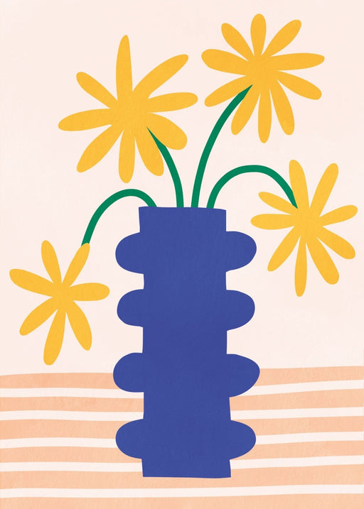 Flowers in blue vase, Poster - Posters by Made of Sundays