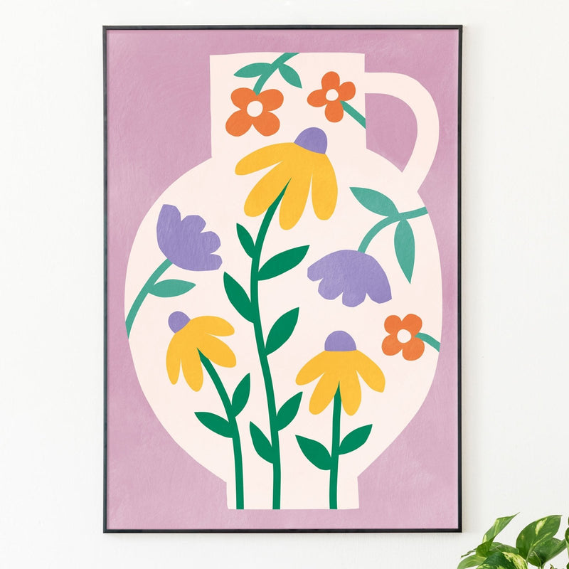 Lavender floral amphora, Poster - Posters by Made of Sundays