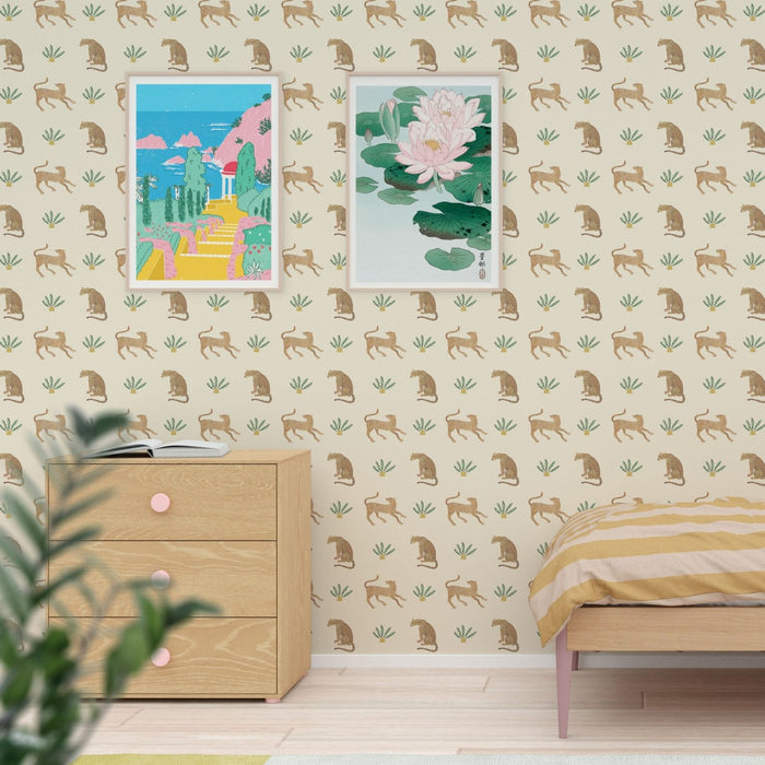Leopards and Plants Wallpaper - Peel & Stick Wallpapers by Made of Sundays