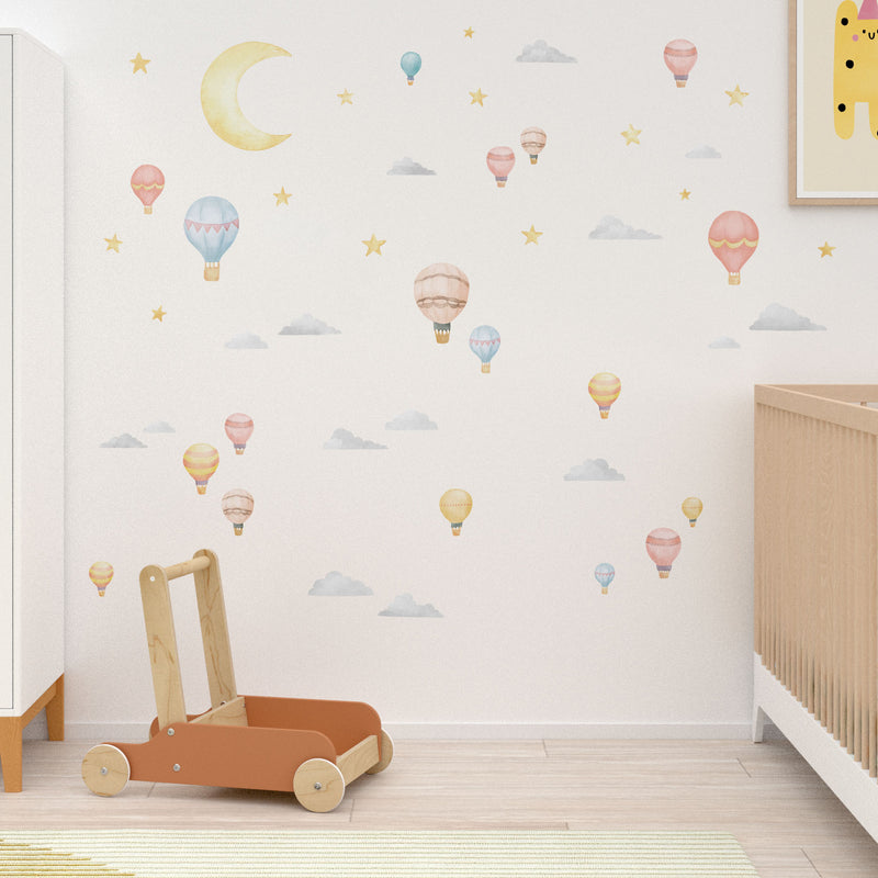 Night Sky Moon & Balloons Wall Sticker Theme Pack