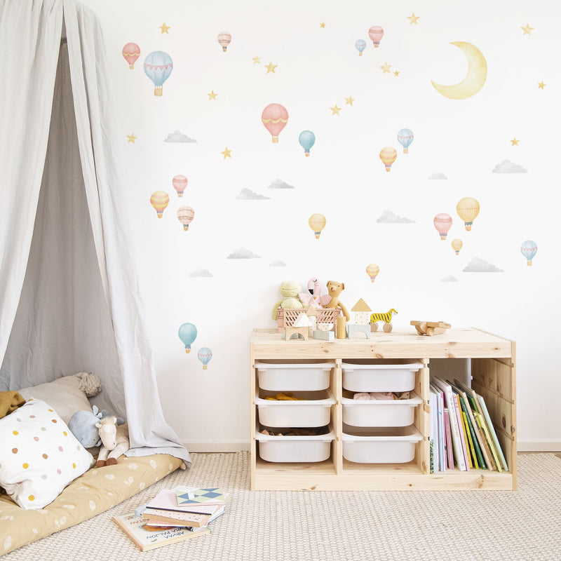 Night Sky Moon & Balloons Wall Sticker Theme Pack