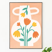 Orange floral amphora, Poster - Posters by Made of Sundays