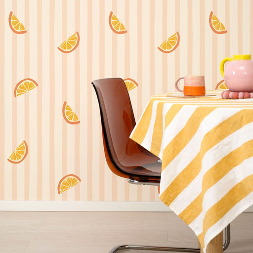 Oranges and Stripes Bespoke Wallpaper - Peel & Stick Wallpapers by Made of Sundays