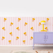 Pommes Club Rot Weiß Half - Wall Wallpaper - Peel & Stick Wallpapers by Made of Sundays
