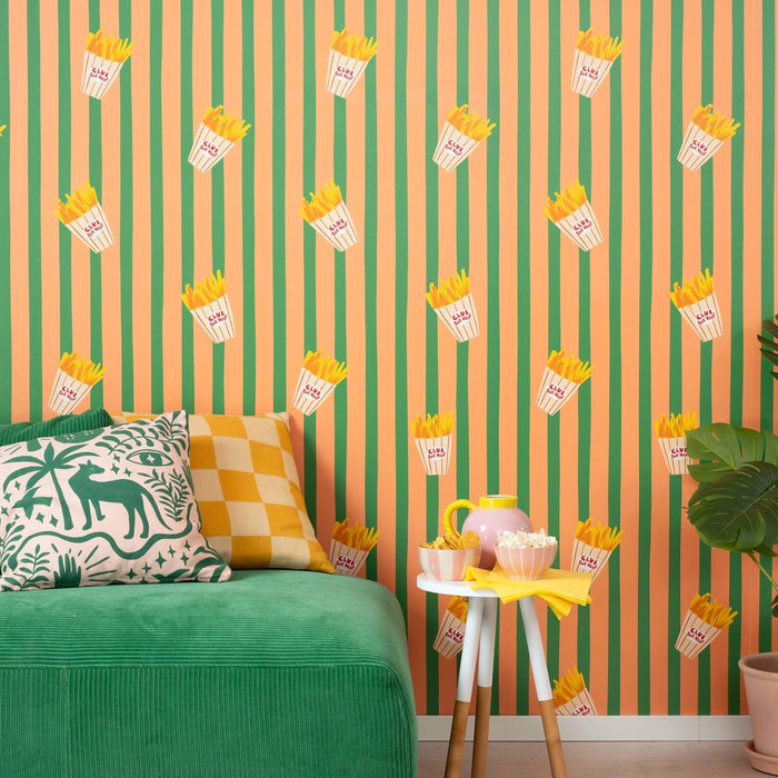 Pommes Club Rot Weiß Wallpaper - Peel & Stick Wallpapers by Made of Sundays