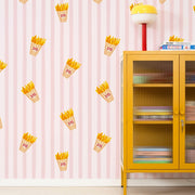 Pommes Club Rot Weiß Wallpaper - Peel & Stick Wallpapers by Made of Sundays