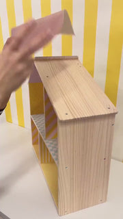 Yellow Stripes Peel and Stick 1/12 Dollhouse Wallpaper