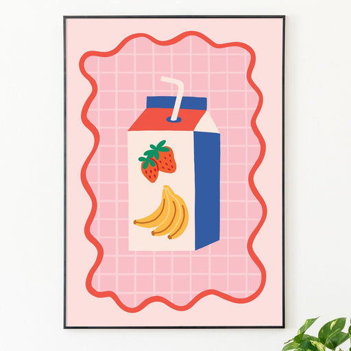 Strawberry Banana Milk, Poster - Posters by Made of Sundays