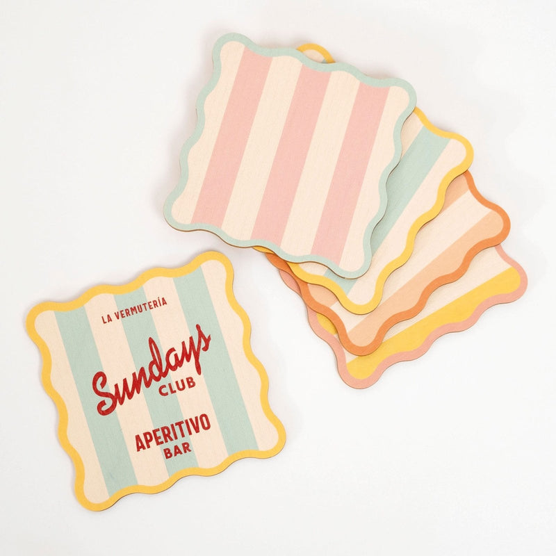 Striped Plywood Coasters, Wiggle Edge - Tablewares by Made of Sundays
