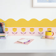 Striped Tulip Wallpaper Border - Peel & Stick Wallpapers by Made of Sundays