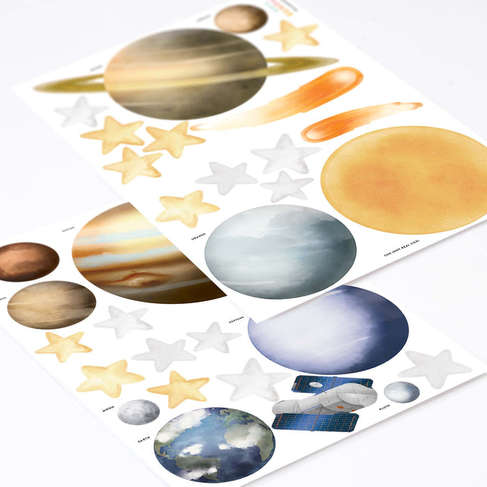 Sistema solare, adesivi murali acquerello