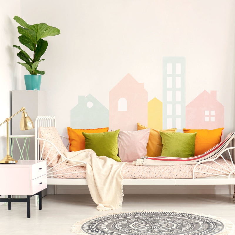 Big City Mural Wall Stickers, Pastel - Made of Sundays