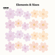 Big Purple, Pink and Orange Daisy Flowers Wall Stickers - Made of Sundays