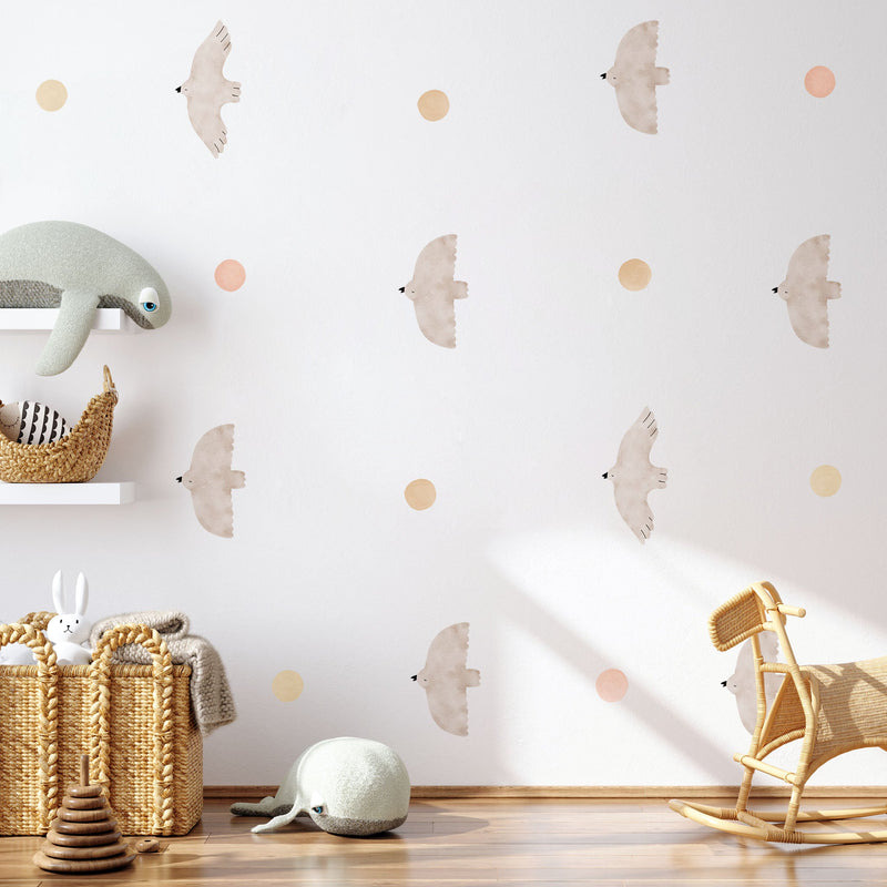 Birds and Polka Dots Wall Stickers - Wallpaper Stickers by Made of Sundays