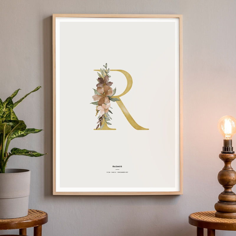 Birth Poster, Floral Letter - Made of Sundays