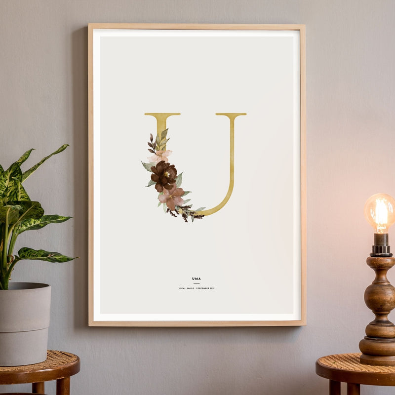 Birth Poster, Floral Letter - Made of Sundays