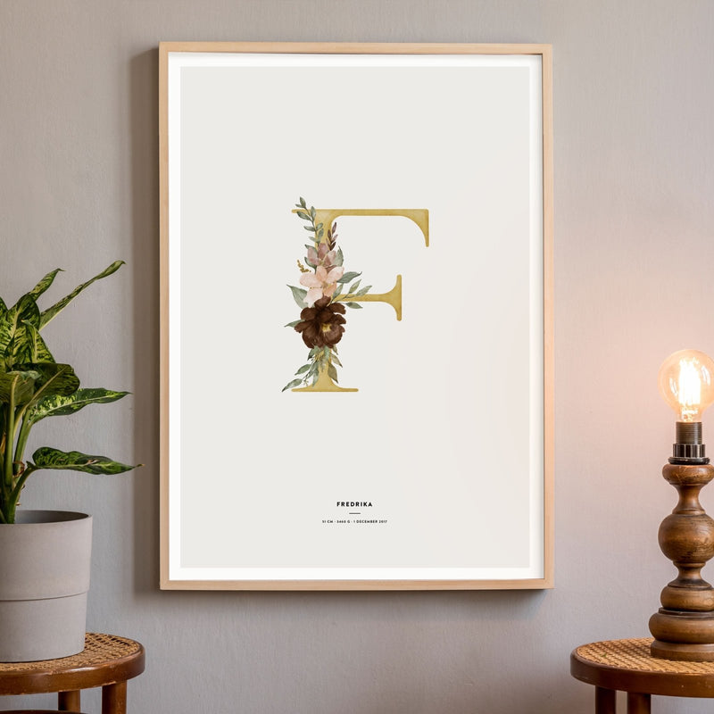 Birth Poster, Floral Letter - Made of Sundays