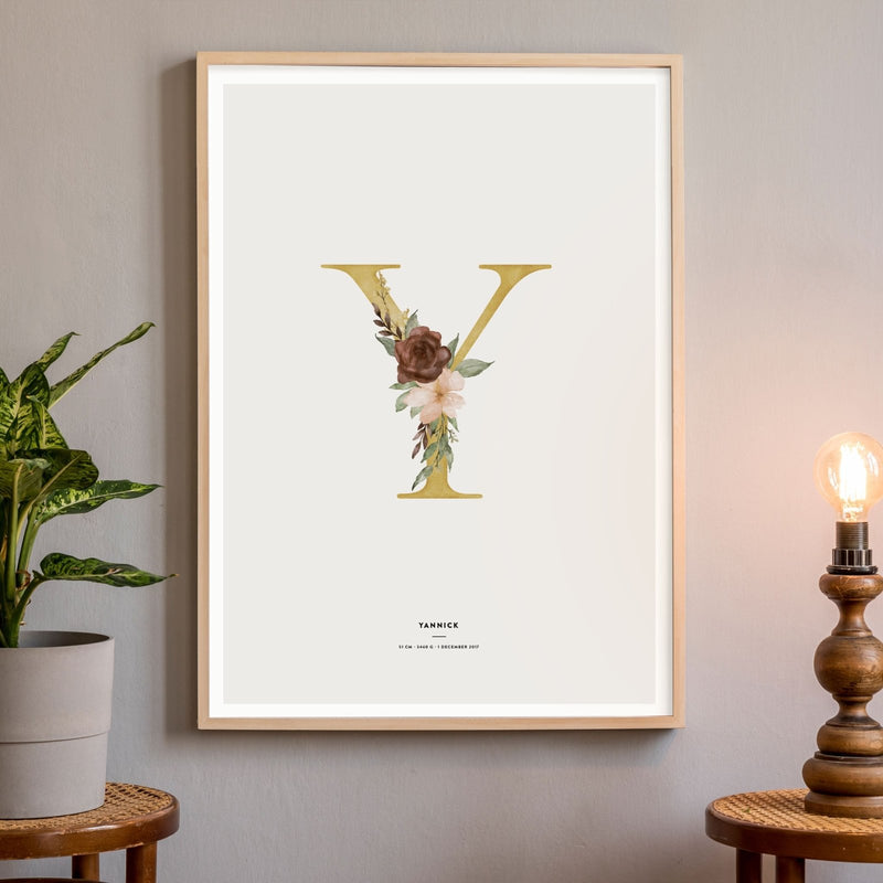 Birth Poster, Floral Letter - Made of Sundays