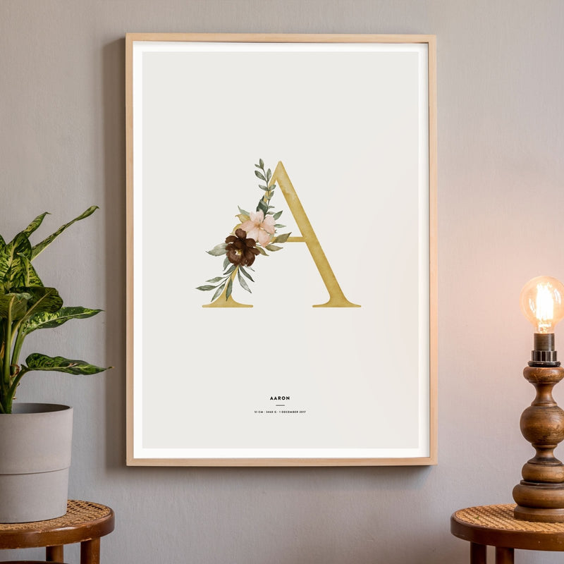 Birth Poster, Floral Letter - Made of Sundays