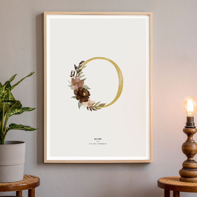 Birth Poster, Floral Letter - Made of Sundays