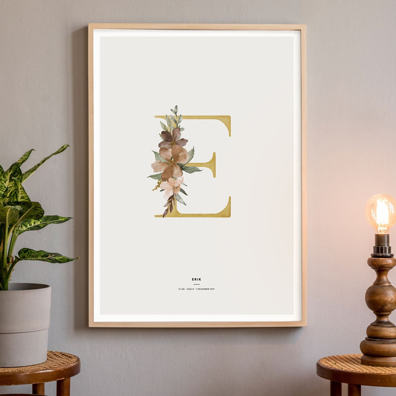 Birth Poster, Floral Letter - Made of Sundays