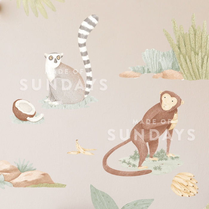 Boho Jungle Oasis Monkeys Wall Stickers - Made of Sundays