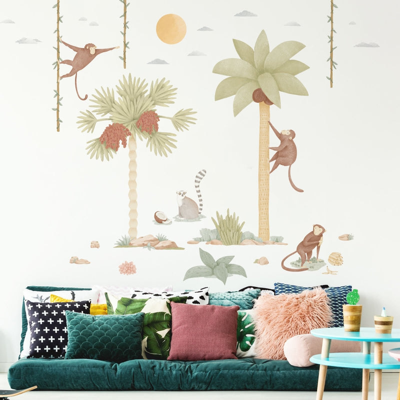 Boho Jungle Oasis Monkeys Wall Stickers - Made of Sundays