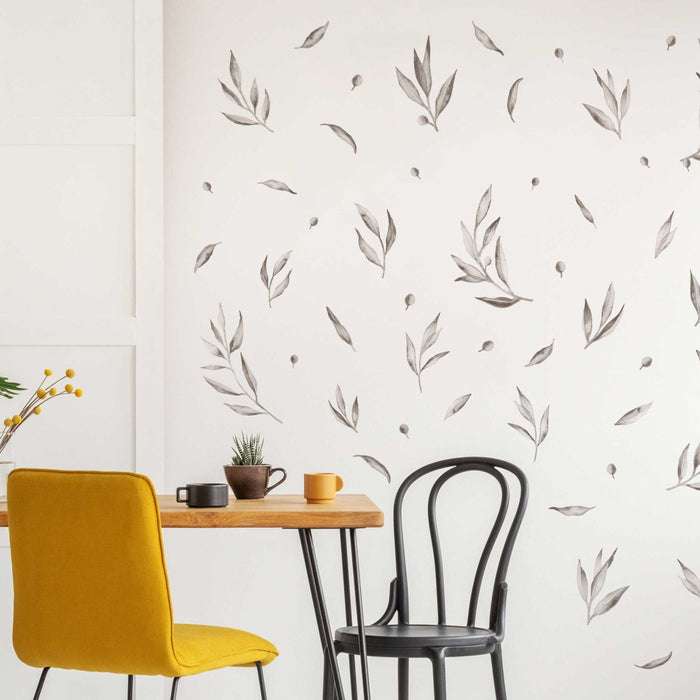 Botanical Olive Leaves Wall Stickers - Plastic-free wall decals for easy home decor