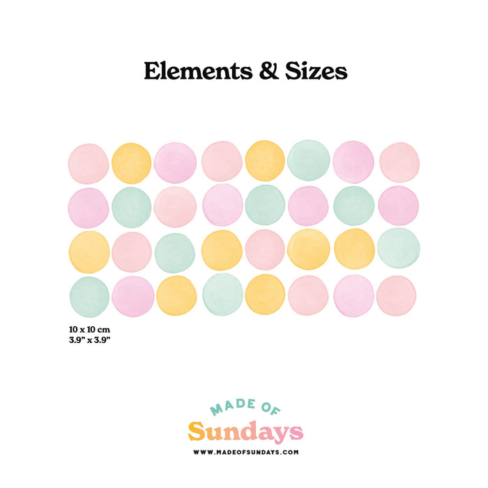 296-Pack Colorful Dot Wall Decals - Watercolor Circle Removable Stickers For Bedroom, Nursery, Office