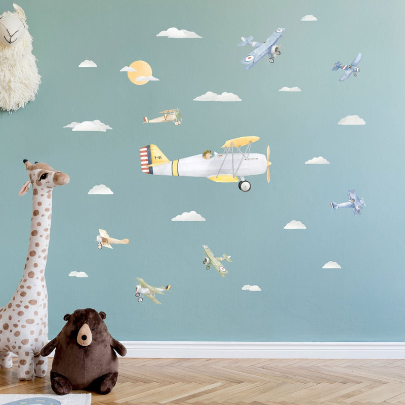 Autocollants Muraux Personnalisés Avion Pilote Chien