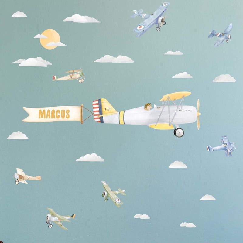 Autocollants Muraux Personnalisés Avion Pilote Chien