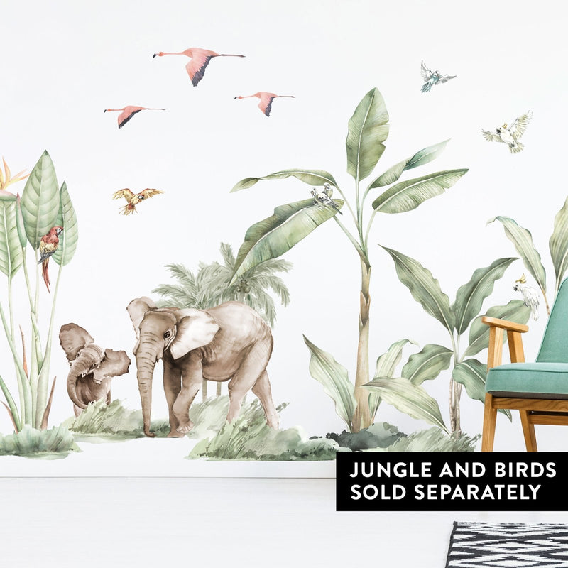 Elephants with Palms Wall Sticker