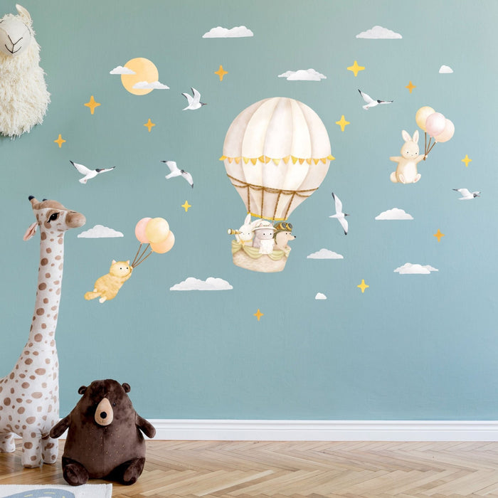 Exploring Animals Big Hot Air Balloon Wall Decals