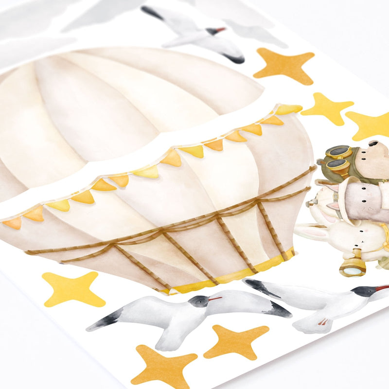 Animaux et Petite Montgolfière - Stickers muraux