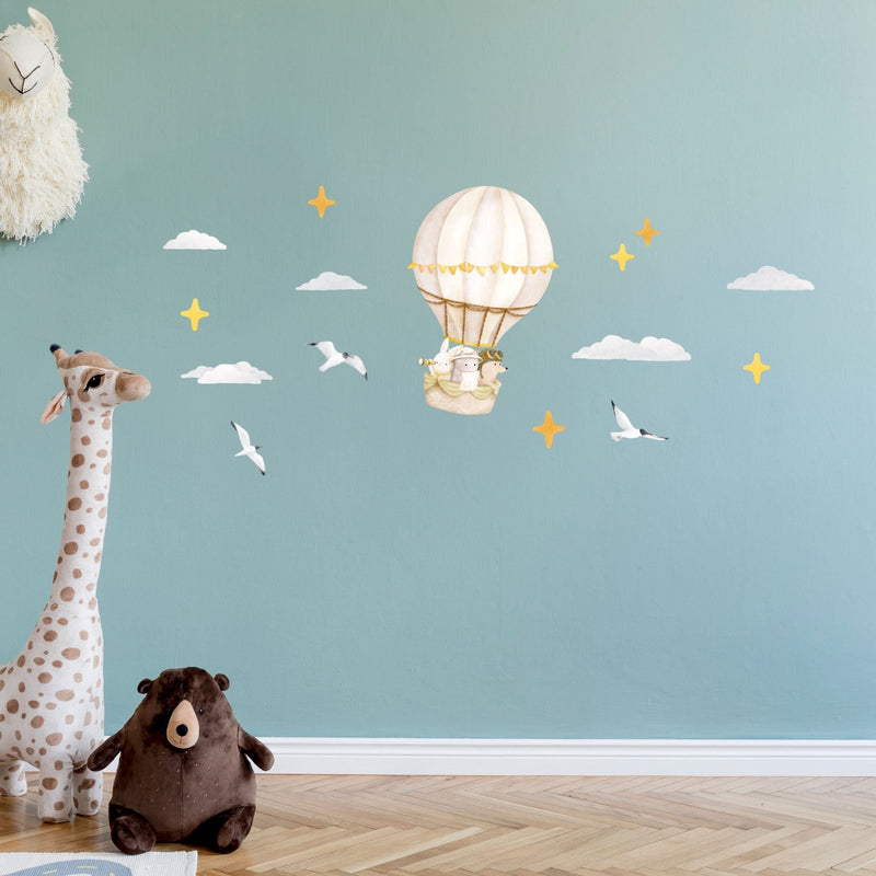 Animaux et Petite Montgolfière - Stickers muraux