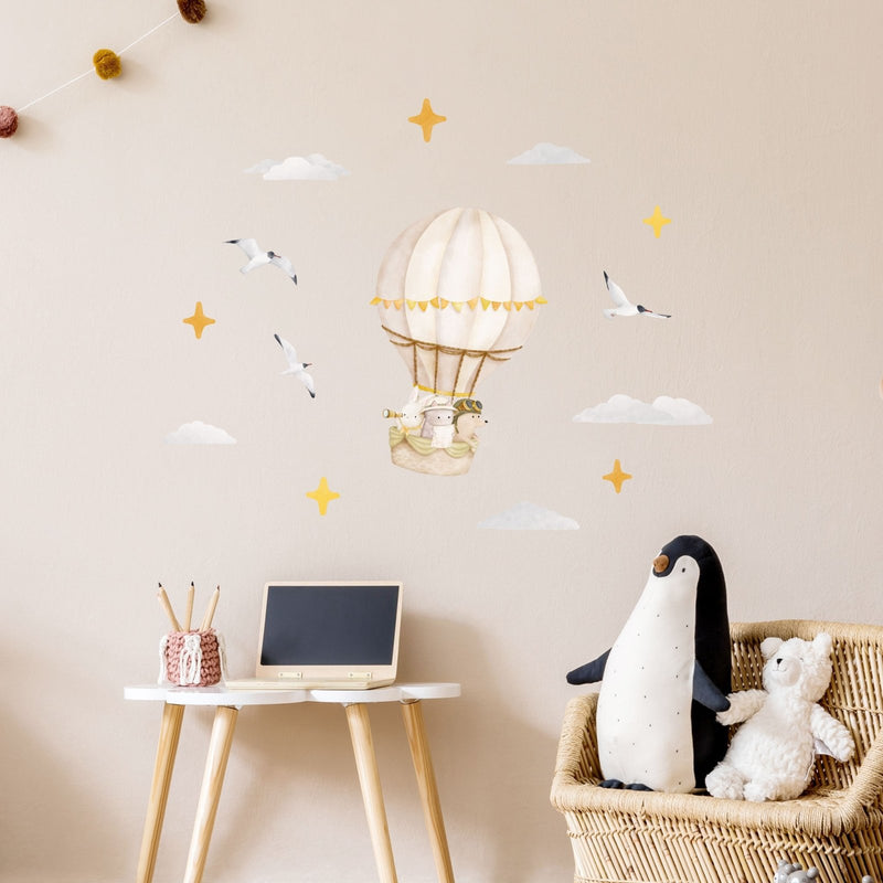 Animaux et Petite Montgolfière - Stickers muraux