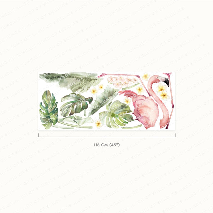 Stickers Muraux Flamant Rose et Plantes