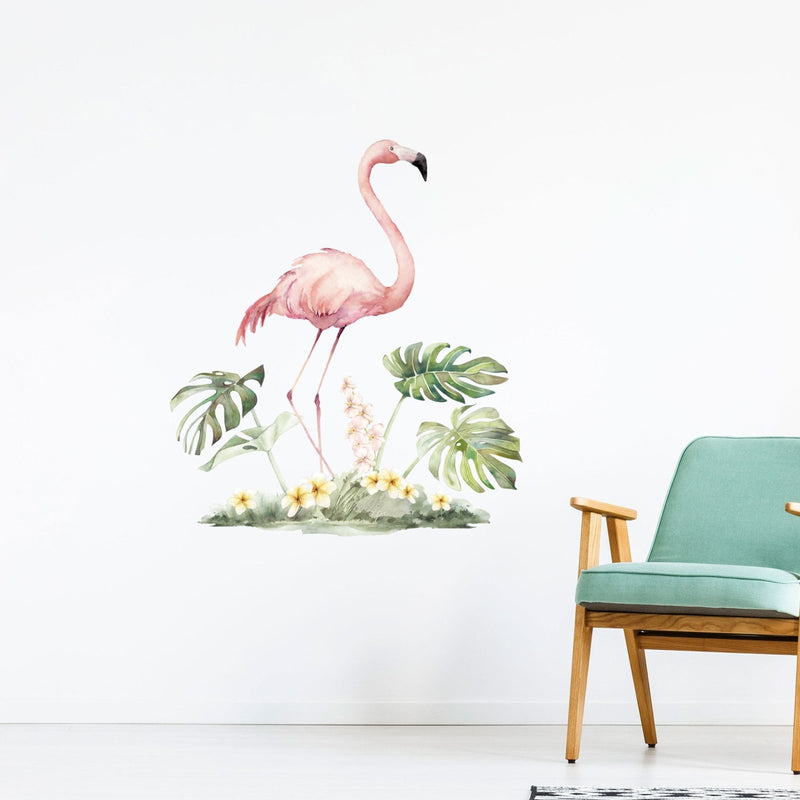 Flamingo and Plants Wall Stickers