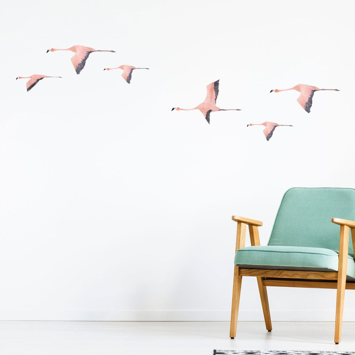 Flamingo Abstract Sticker Flying Flamingo Wall Decals, plastic-free and easy to use — Made of Sundays
