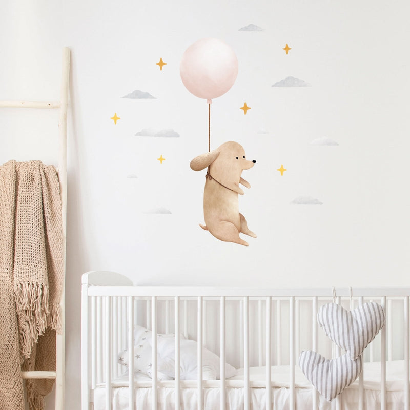 Autocollant mural chien flottant