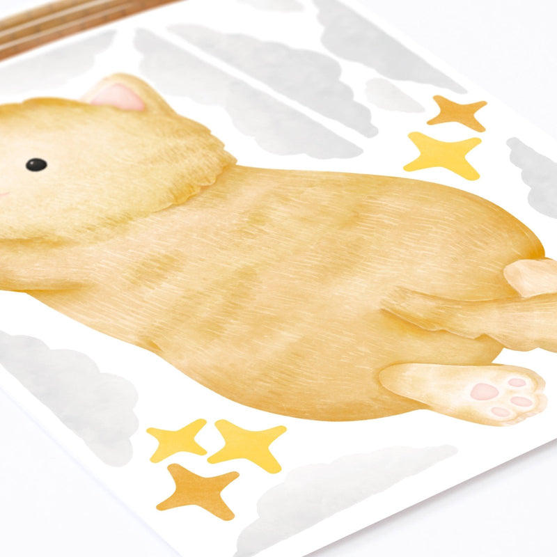 Floating Ginger Cat Wall Sticker
