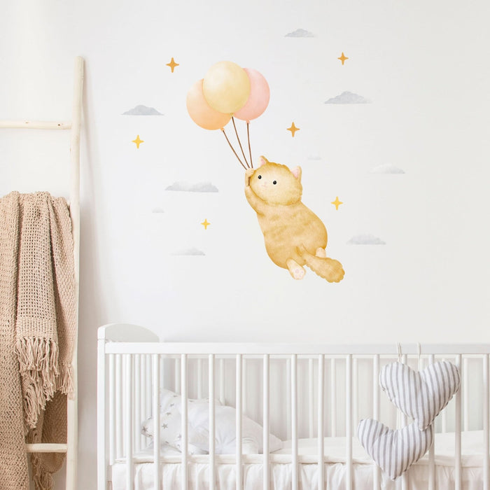 Floating Ginger Cat Wall Sticker