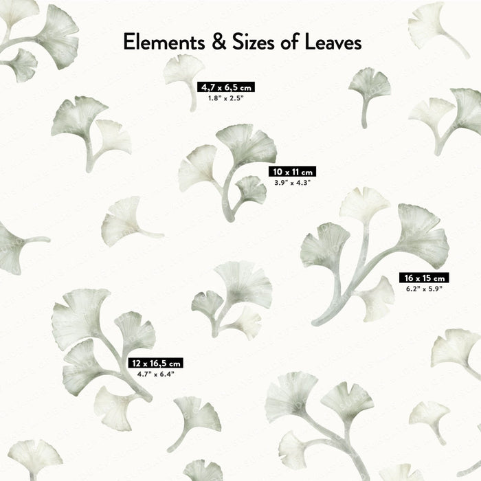 Ginkgo Leaves botaniske vægklistermærker