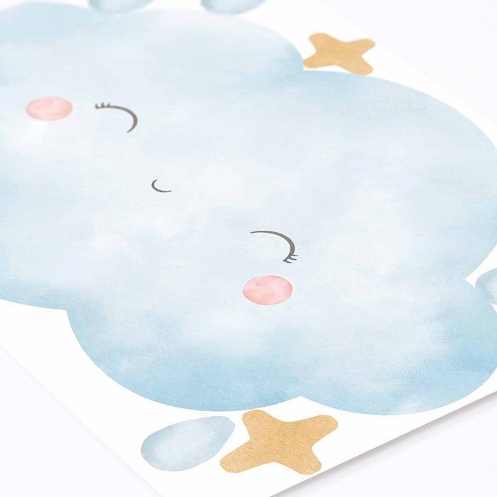 väggklistermärke med glada moln och regndroppar