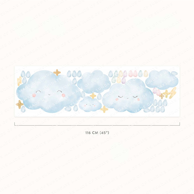 Glade skyer & regndråper veggklistremerke