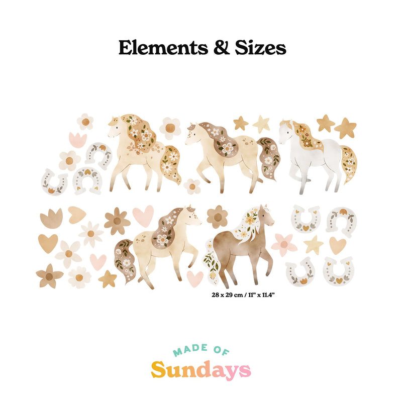 Horses and Flowers Wall Stickers - Made of Sundays