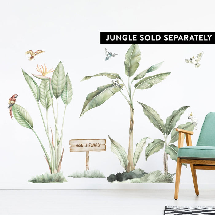 Personalisierter Wandaufkleber mit Dschungelschild